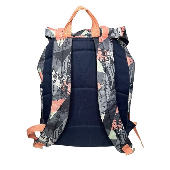 Emma & Chloe Backpack Gray Peach Geometric Abstract Modern School Travel Casual - Picture 3 of 15